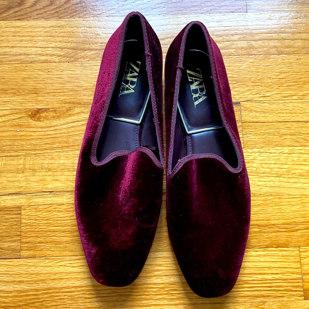 ZARA Maroon Suede Loafers